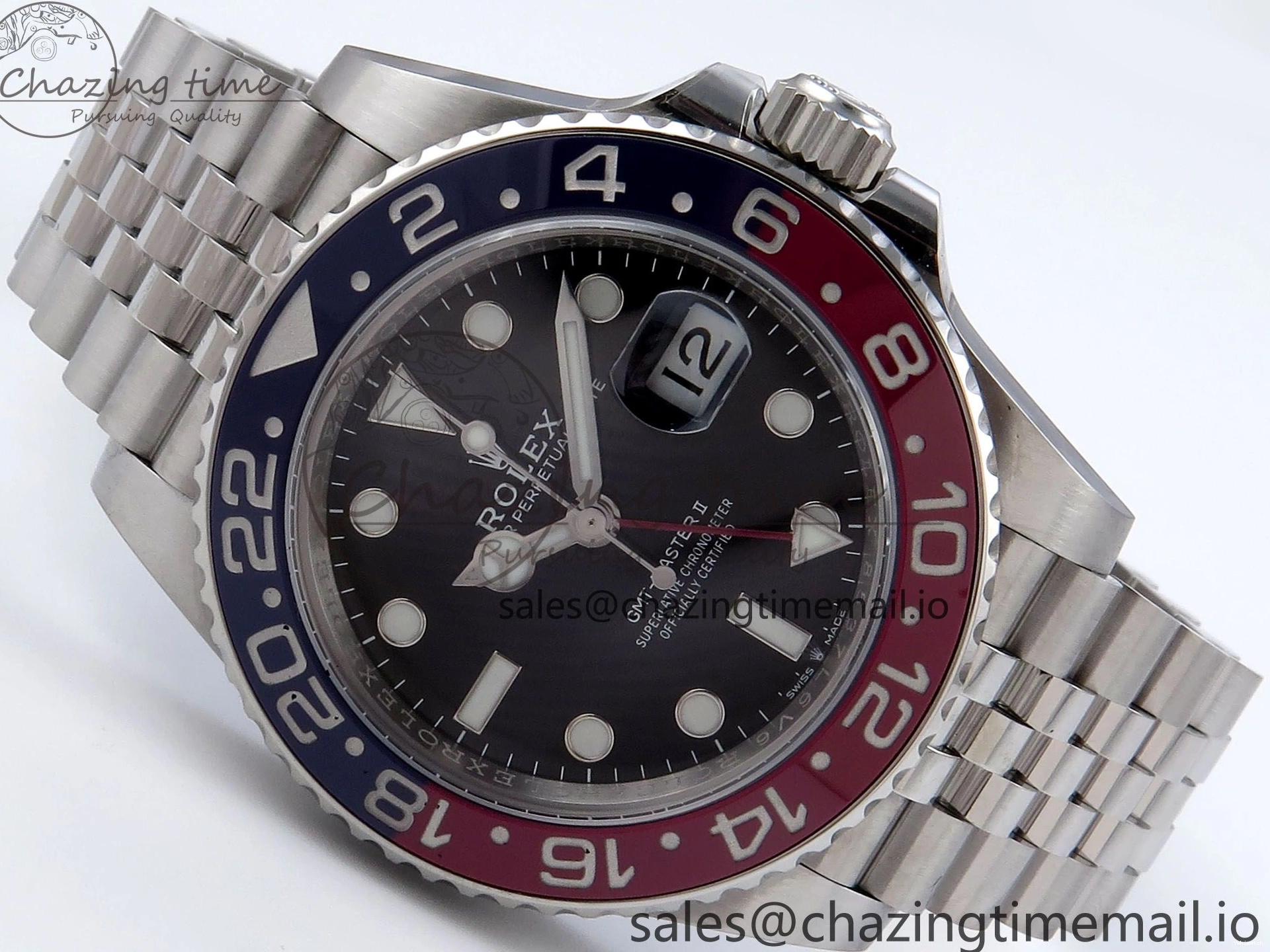 QF+ Bezel 1:1 Edition Blue Best Master II BLRO Steel 904L on SS SH3285 Dial Red 126710 GMT Black Bracelet 0427